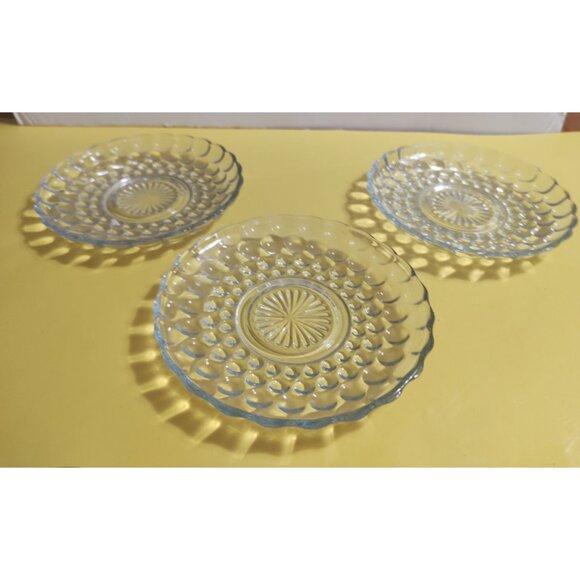 Anchor Hocking, Blue Bubble Glass, 6.5 inch Salad Plate, Blue Hobnail Style - Picture 1 of 9
